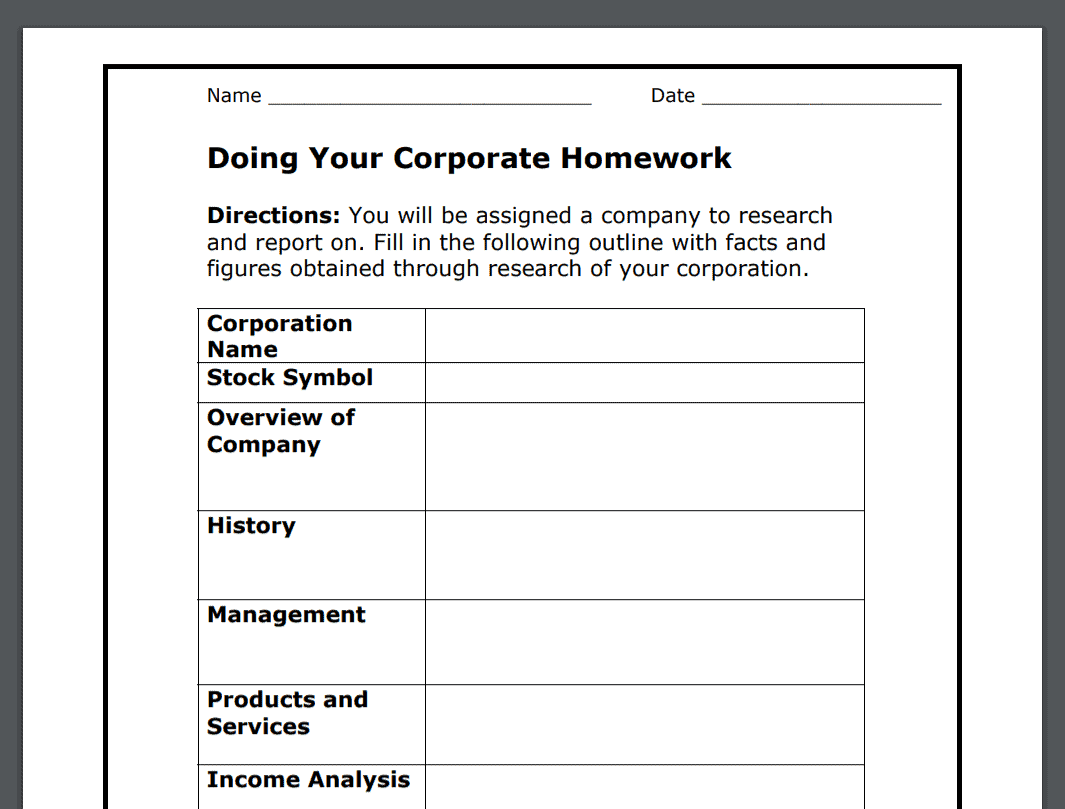 25 Stock Market Worksheets PDFs (Plus Stock Market Lessons) With Regard To Choosing A College Worksheet