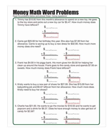 Free Printable Money Word Problems Worksheets Free Printable 17 Free 