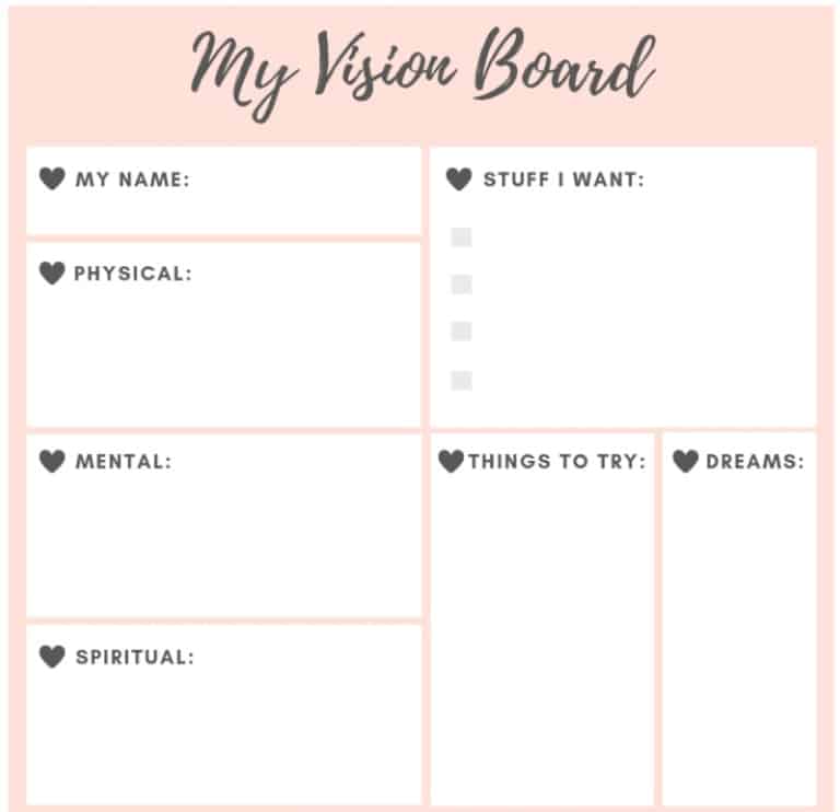 7 Vision Board Worksheets For Students PDFs 