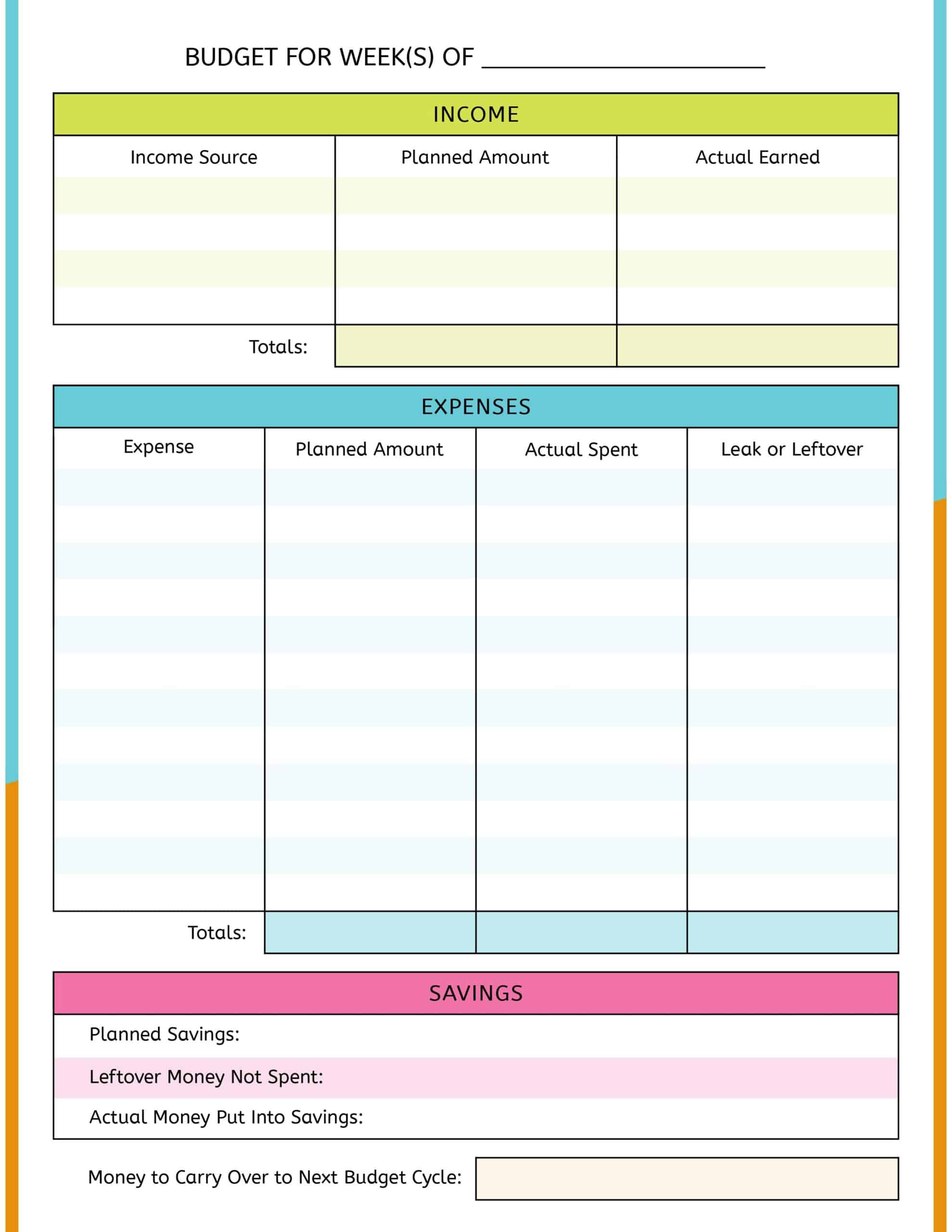 Printable Budget For Teenager Worksheet Printable Templates